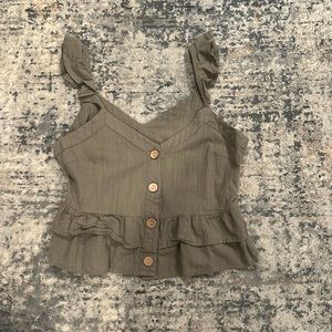 Olive army green ruffled tank